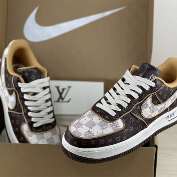 Nike Air Force 1 Low - Louis Vuitton (Monogram Brown Damier Azur) - Picture 1 of 5